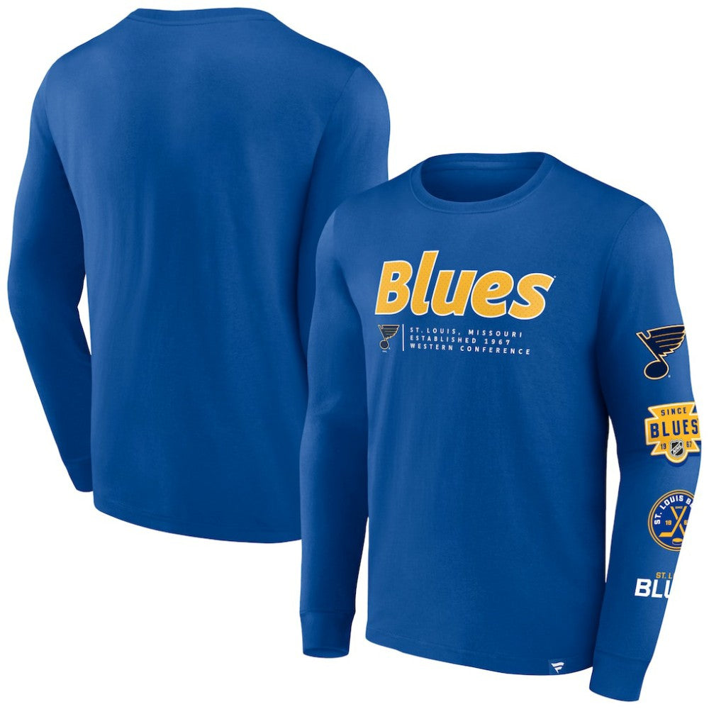 St. Louis Blues Fanatics Strike the Goal Long Sleeve T-Shirt Blue