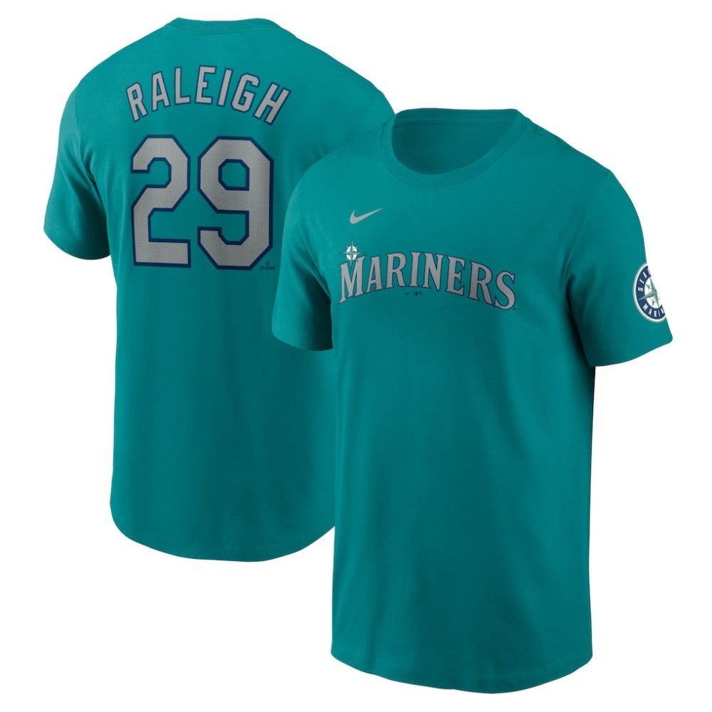 Cal Raleigh Seattle Mariners Fuse Name & Number Inline T-Shirt Aqua | Nike