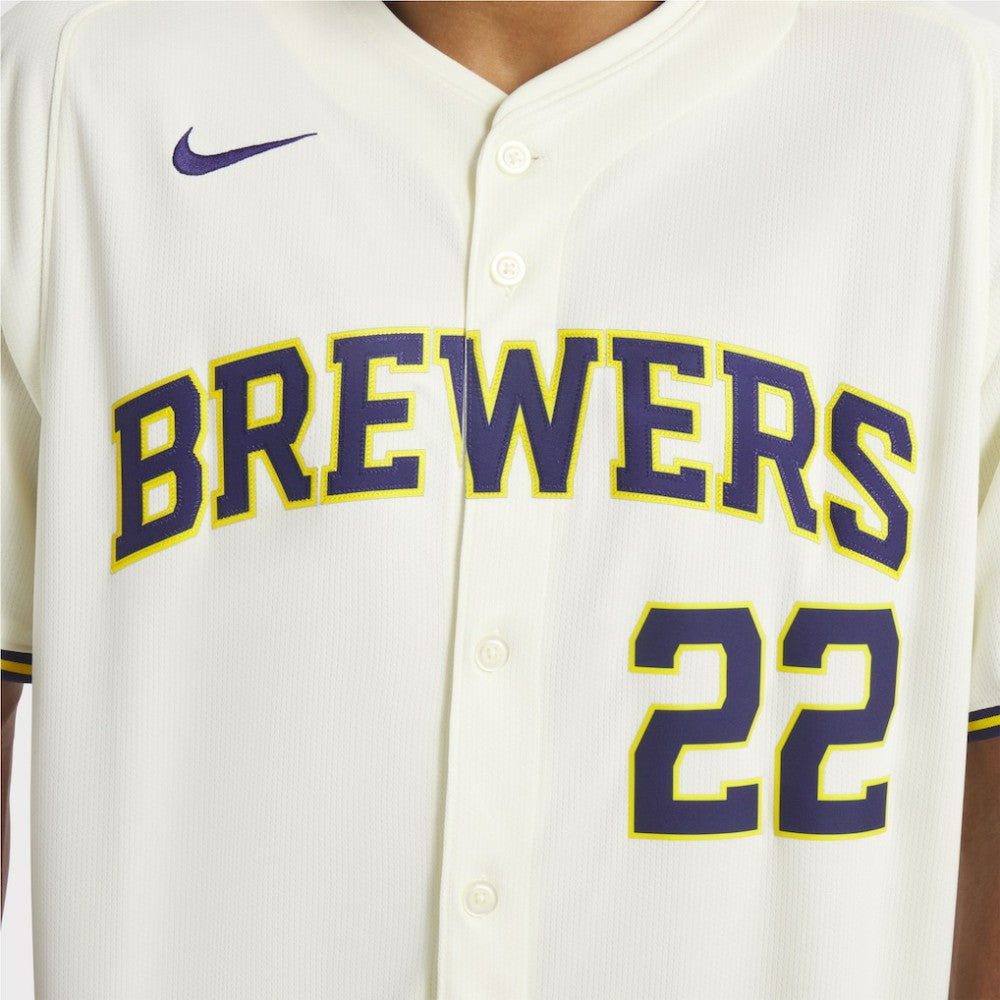 Christian Yelich Milwaukee Brewers Home Limited Player Jersey Cream | Nike