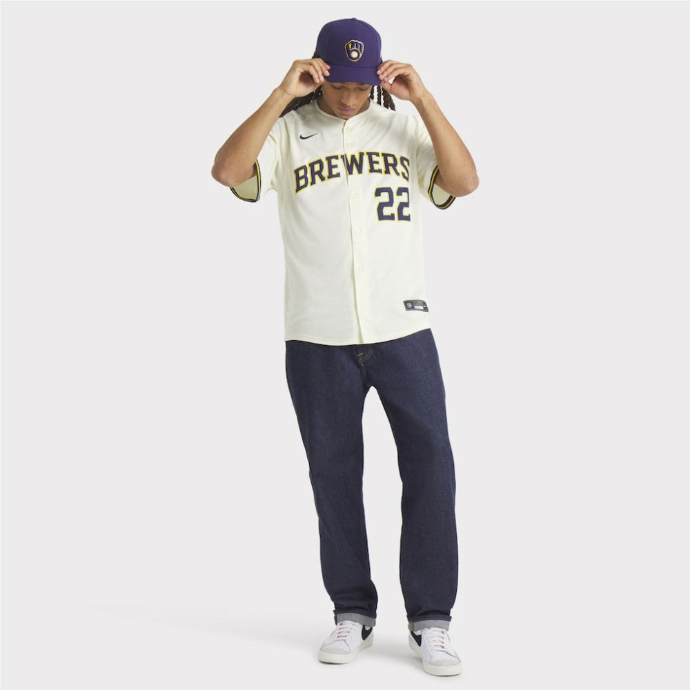 Christian Yelich Milwaukee Brewers Home Limited Player Jersey Cream | Nike