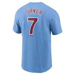 Trea Turner Philadelphia Phillies Fuse Name & Number T-Shirt Light Blue | Nike