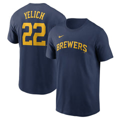 Christian Yelich Milwaukee Brewers Fuse Name & Number T-Shirt Navy | Nike