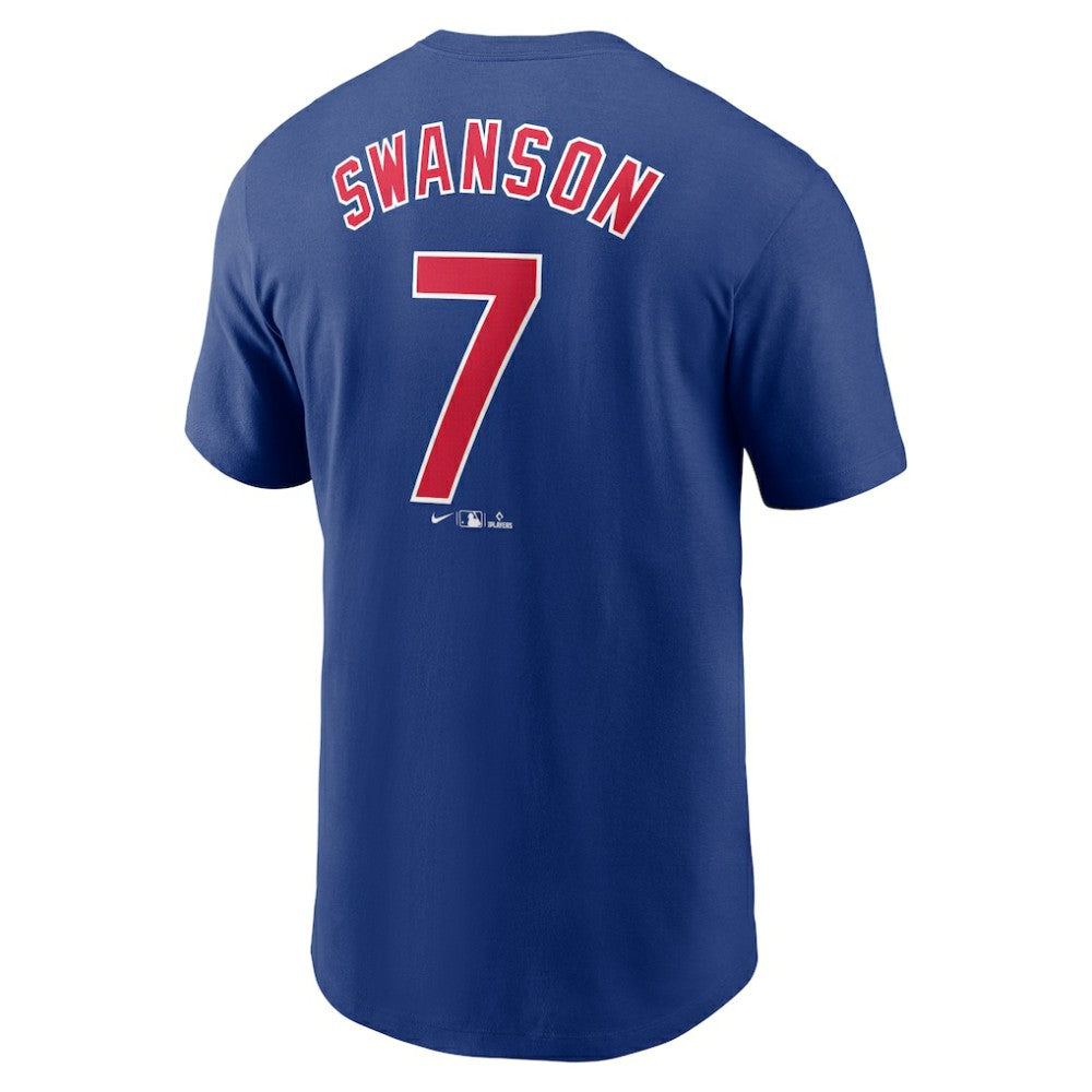 Dansby Swanson Chicago Cubs Fuse Name & Number T-Shirt Royal | Nike
