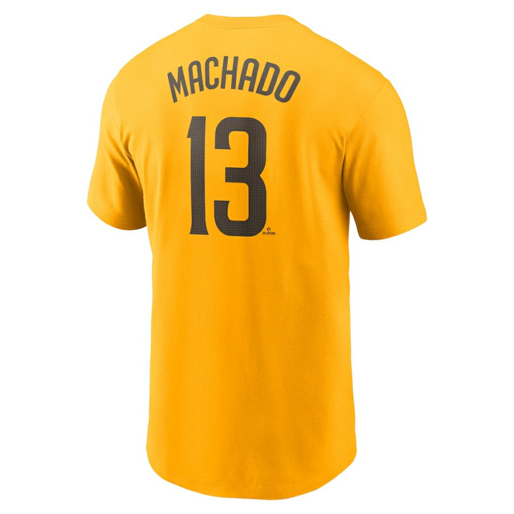 Manny Machado San Diego Padres Fuse Name & Number T-Shirt Gold | Nike