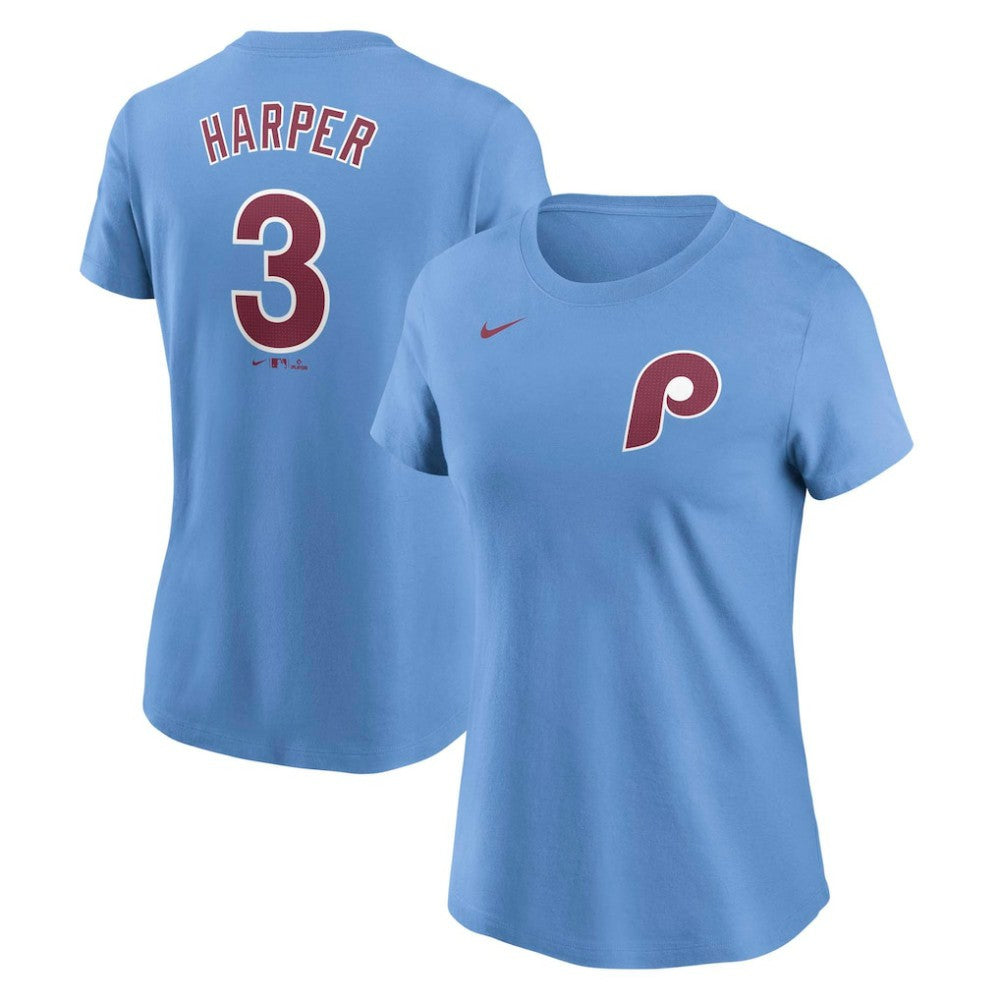Bryce Harper Philadelphia Phillies Women's Cooperstown Collection Fuse Name & Number T-Shirt Light Blue | Nike
