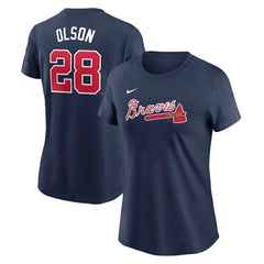Matt Olson Atlanta Braves Women's Cooperstown Collection Fuse Name & Number T-Shirt Navy | Nike