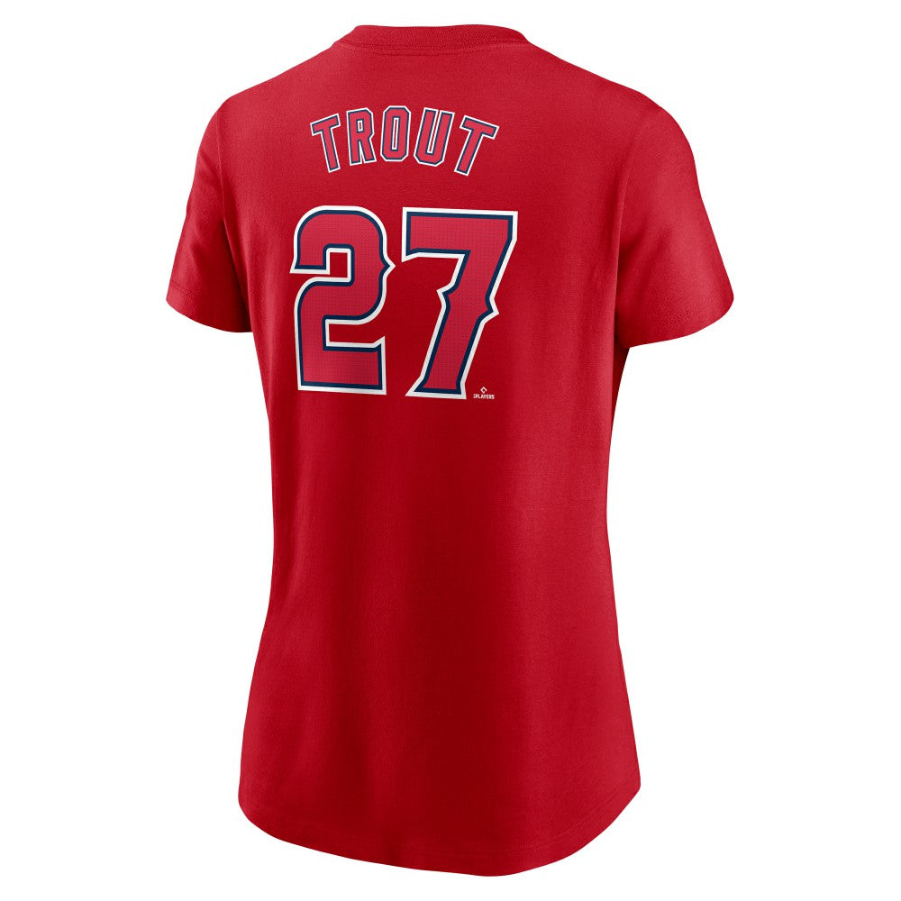 Mike Trout Los Angeles Angels Women's Cooperstown Collection Fuse Name & Number T-Shirt Red | Nike