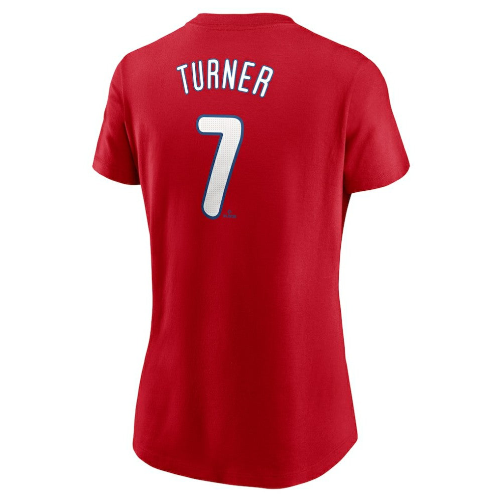 Trea Turner Philadelphia Phillies Women's Cooperstown Collection Fuse Name & Number T-Shirt Red | Nike