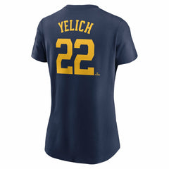 Christian Yelich Milwaukee Brewers Women's Cooperstown Collection Fuse Name & Number T-Shirt Navy | Nike