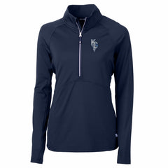 Kansas City Royals Cutter & Buck Women's City Connect Adapt Eco Knit Stretch Recycled Half-Zip Pullover Top Navy