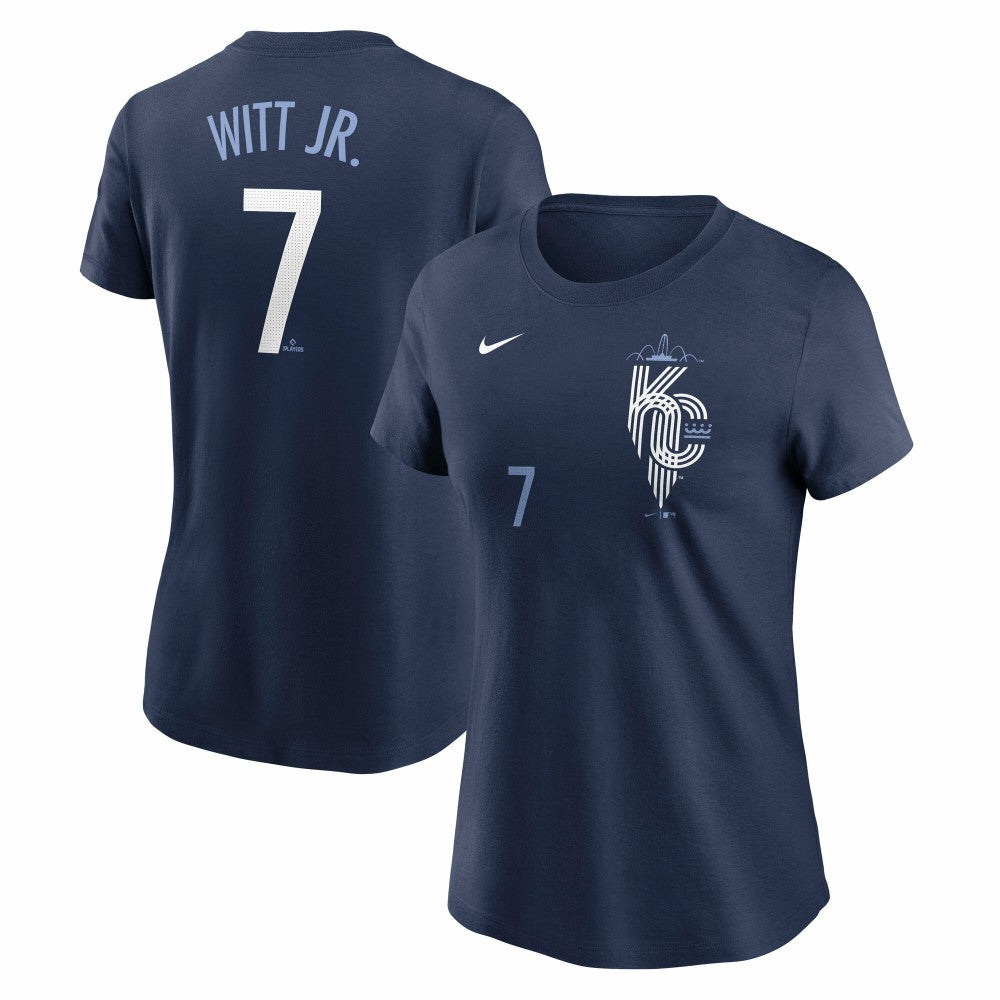 Bobby Witt Jr. Kansas City Royals Women's City Connect Fuse Name & Number T-Shirt Navy | Nike