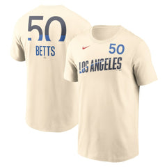 Mookie Betts Los Angeles Dodgers 2024 City Connect Fuse Name & Number T-Shirt Cream | Nike