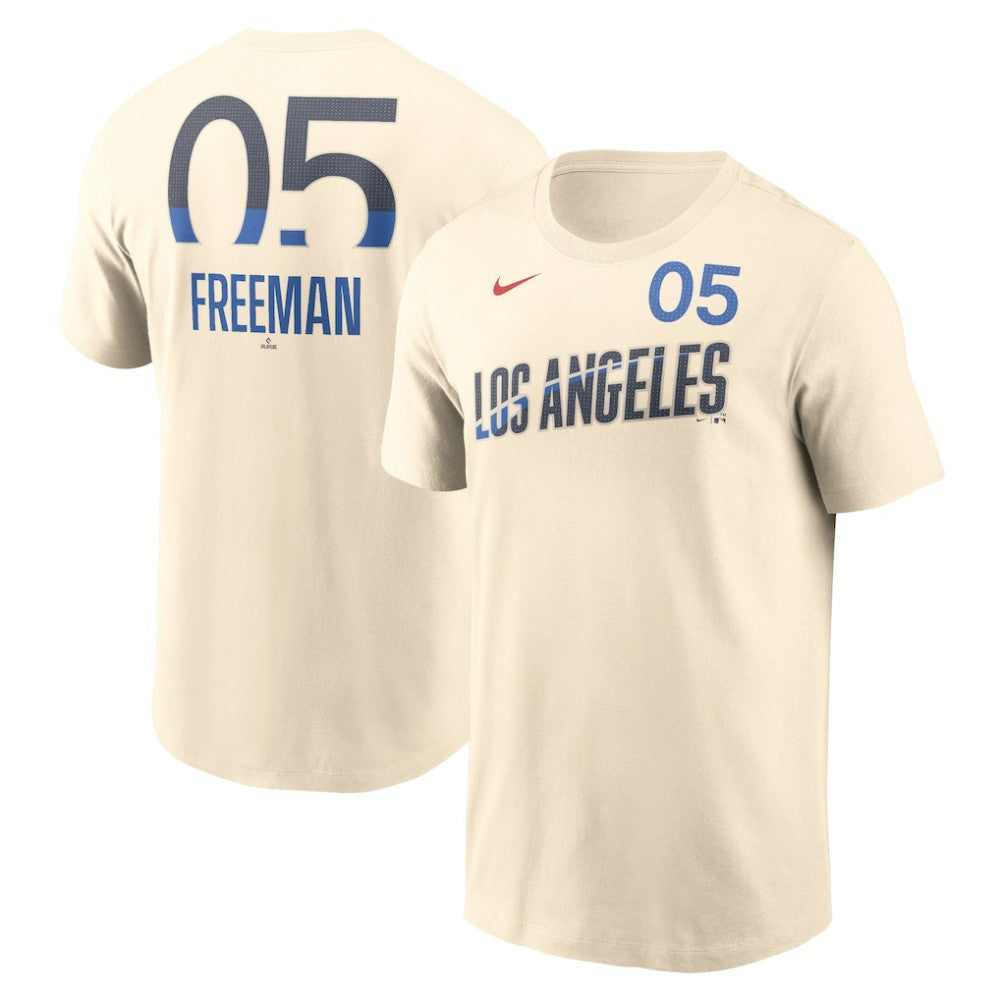 Freddie Freeman Los Angeles Dodgers 2024 City Connect Fuse Name & Number T-Shirt Cream | Nike