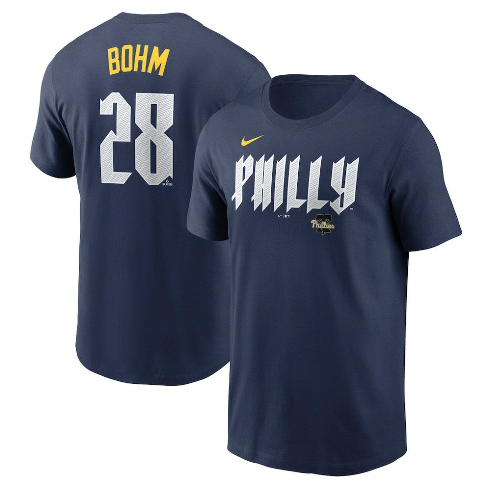 Alec Bohm Philadelphia Phillies 2024 City Connect Fuse Name & Number T-Shirt Navy | Nike
