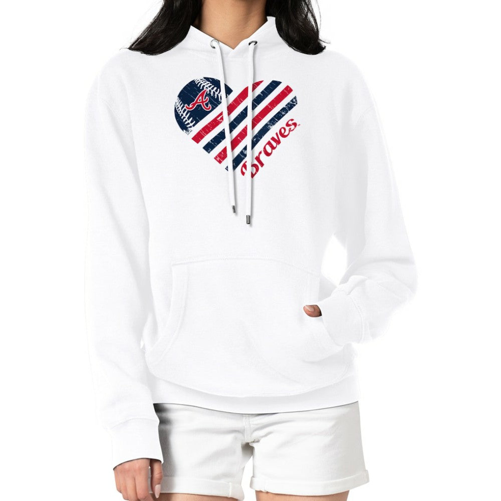 Atlanta Braves G-III 4Her by Carl Banks Women's Heart Fleece Pullover Hoodie White