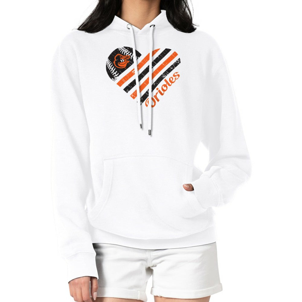 Baltimore Orioles G-III 4Her by Carl Banks Women's Heart Fleece Pullover Hoodie White