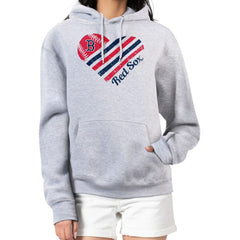 Boston Red Sox G-III 4Her by Carl Banks Women's Heart Fleece Pullover Hoodie Heather Gray