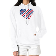 Chicago Cubs G-III 4Her by Carl Banks Women's Heart Fleece Pullover Hoodie White
