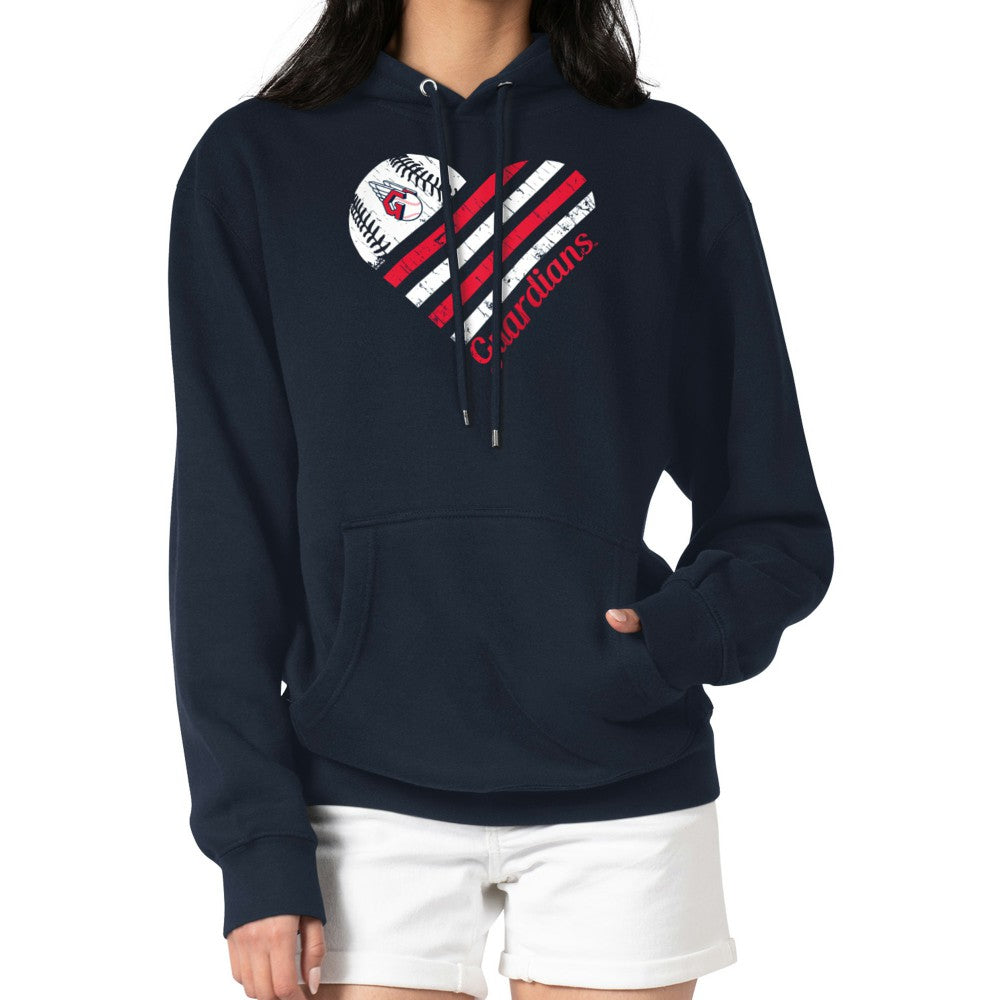 Cleveland Guardians G-III 4Her by Carl Banks Women's Heart Fleece Pullover Hoodie Navy