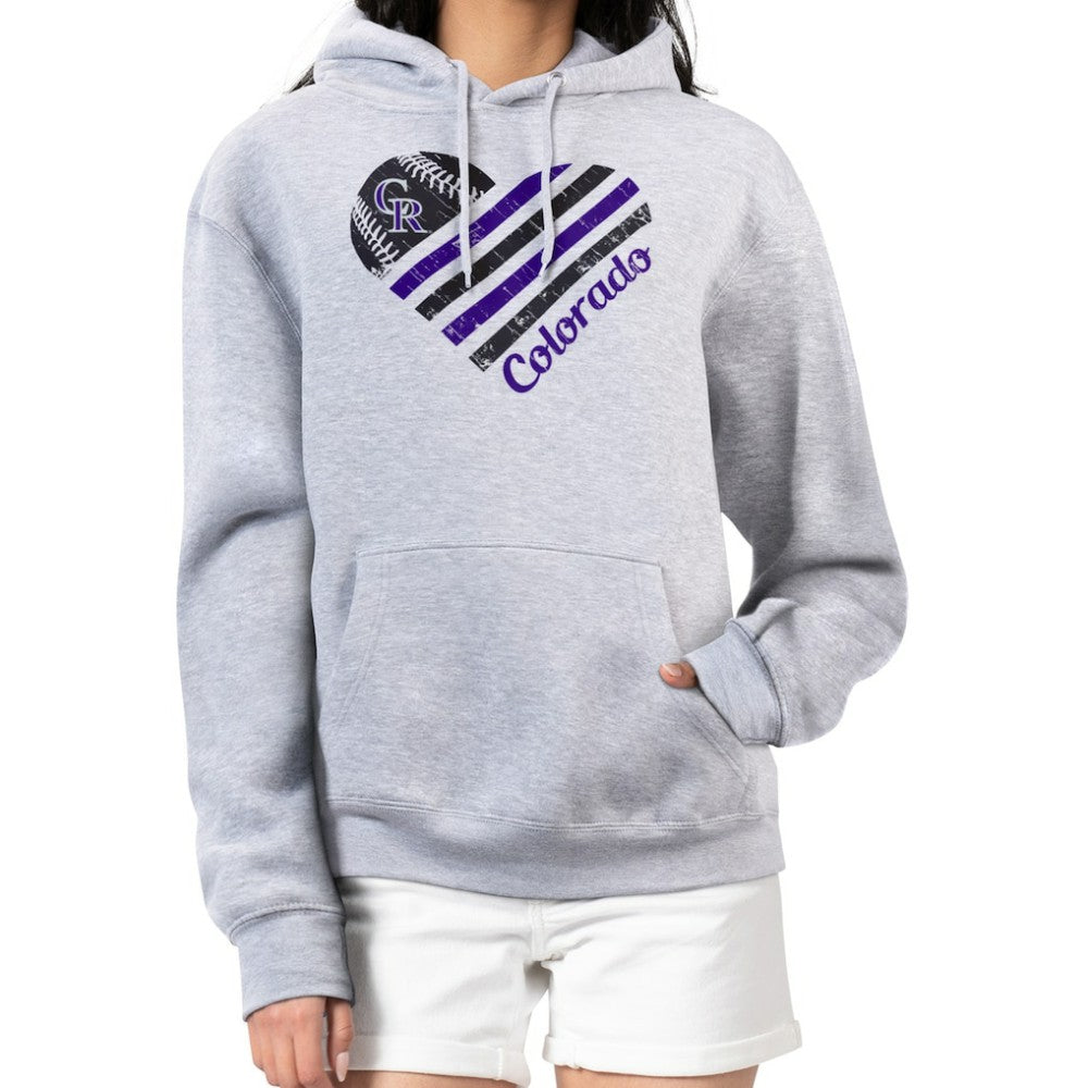 Colorado Rockies G-III 4Her by Carl Banks Women's Heart Fleece Pullover Hoodie Heather Gray