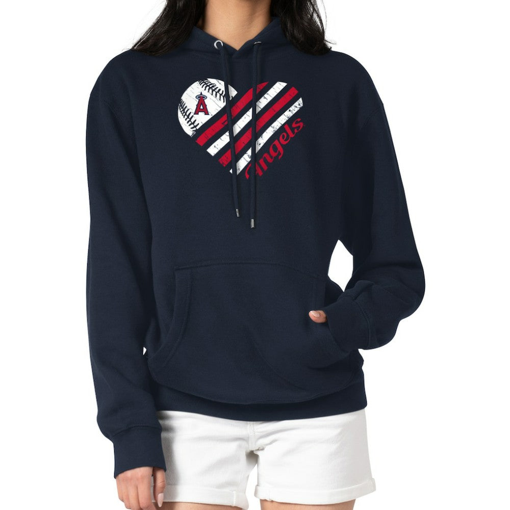 Los Angeles Angels G-III 4Her by Carl Banks Women's Heart Fleece Pullover Hoodie Navy