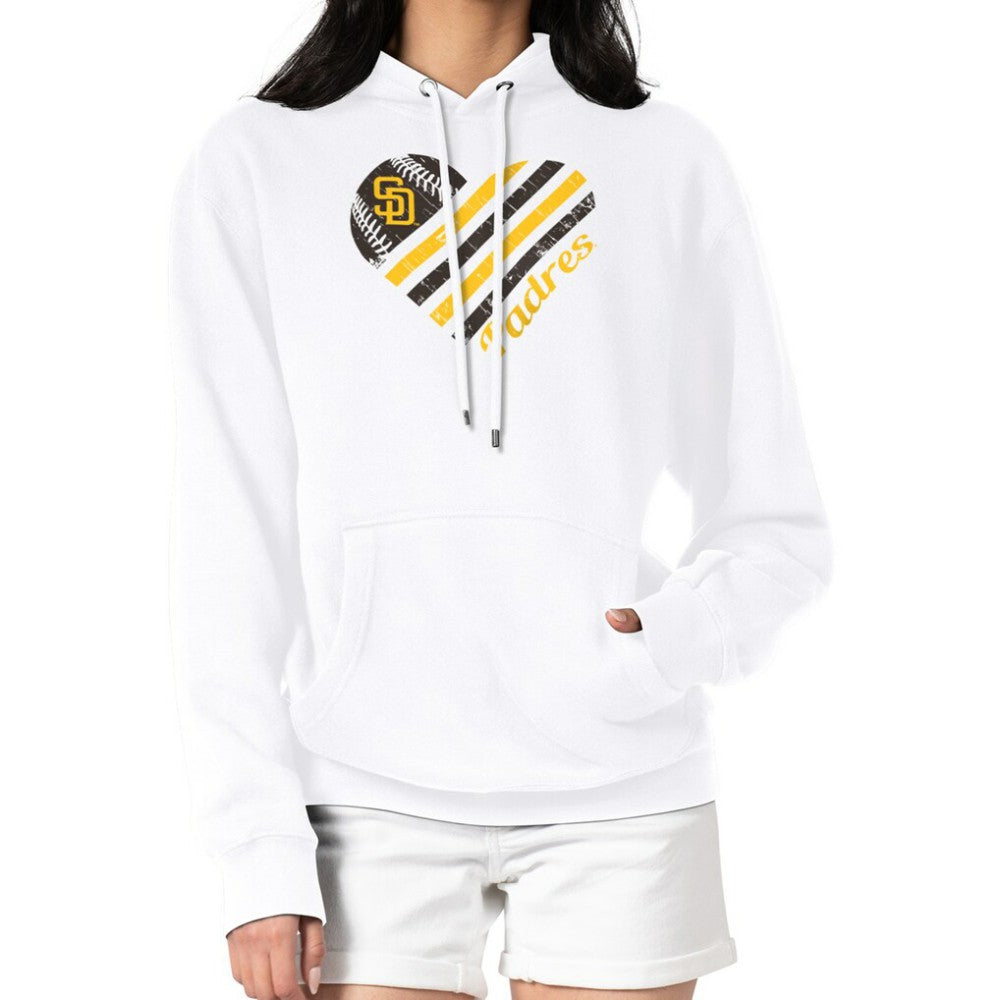 San Diego Padres G-III 4Her by Carl Banks Women's Heart Fleece Pullover Hoodie White