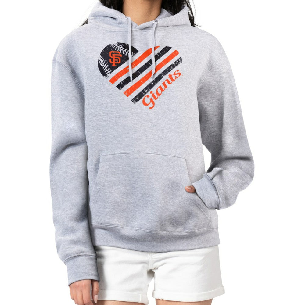 San Francisco Giants G-III 4Her by Carl Banks Women's Heart Fleece Pullover Hoodie Heather Gray