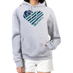 Seattle Mariners G-III 4Her by Carl Banks Women's Heart Fleece Pullover Hoodie Heather Gray