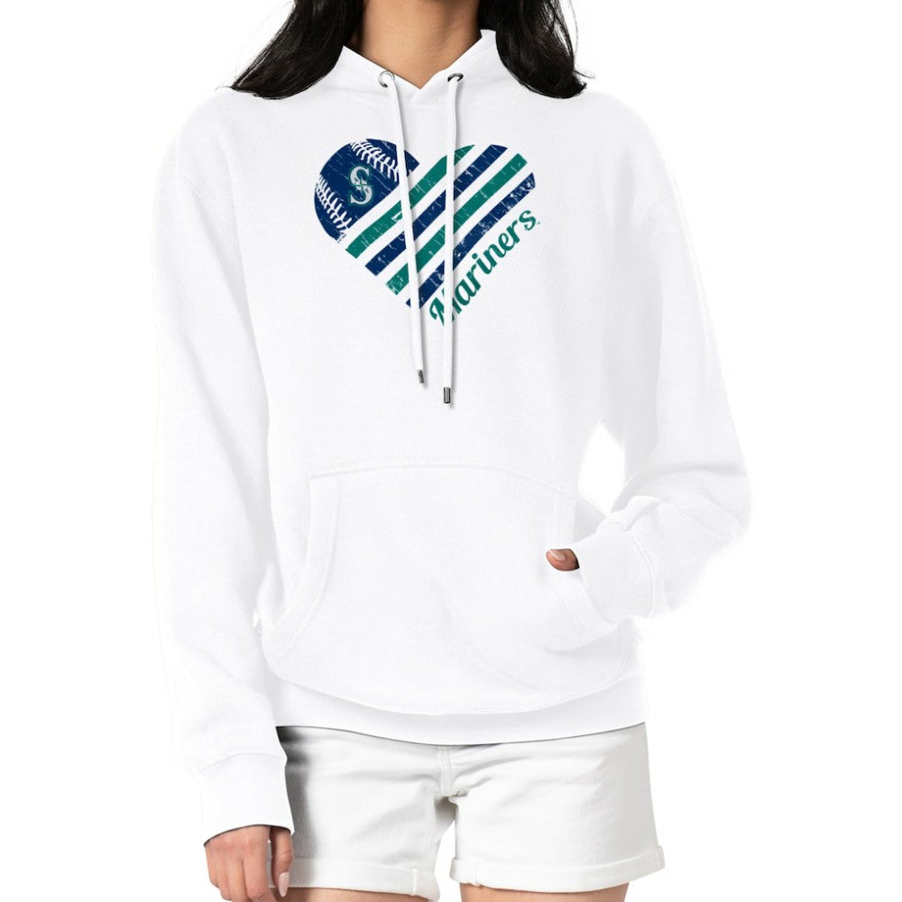 Seattle Mariners G-III 4Her by Carl Banks Women's Heart Fleece Pullover Hoodie White