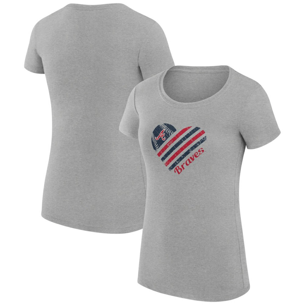 Atlanta Braves G-III 4Her by Carl Banks Women's Super-Slim Fit Lightweight Heart Graphic T-Shirt Heather Gray