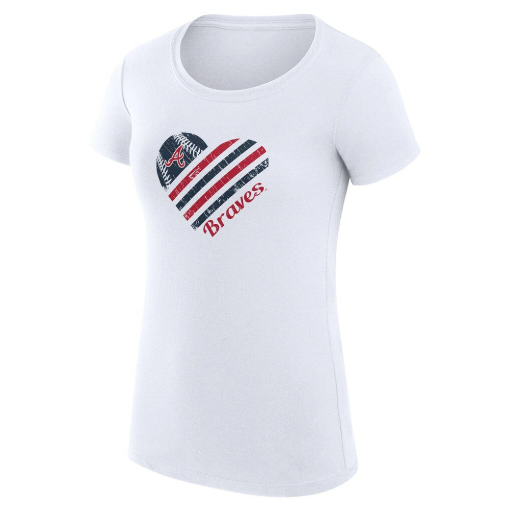 Atlanta Braves G-III 4Her by Carl Banks Women's Super-Slim Fit Lightweight Heart Graphic T-Shirt White
