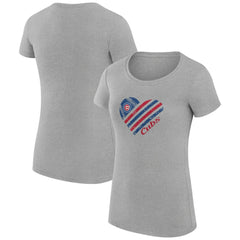 Chicago Cubs G-III 4Her by Carl Banks Women's Super-Slim Fit Lightweight Heart Graphic T-Shirt Heather Gray