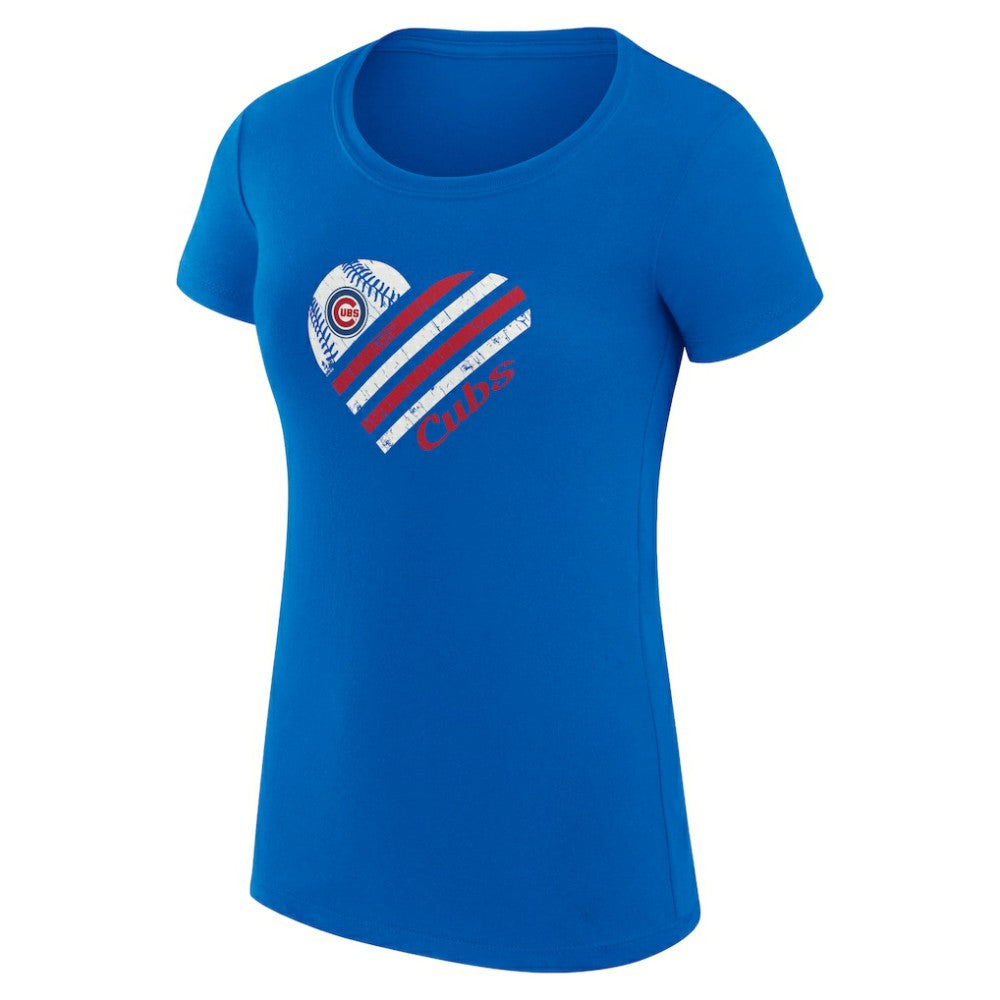 Chicago Cubs G-III 4Her by Carl Banks Women's Super-Slim Fit Lightweight Heart Graphic T-Shirt Royal
