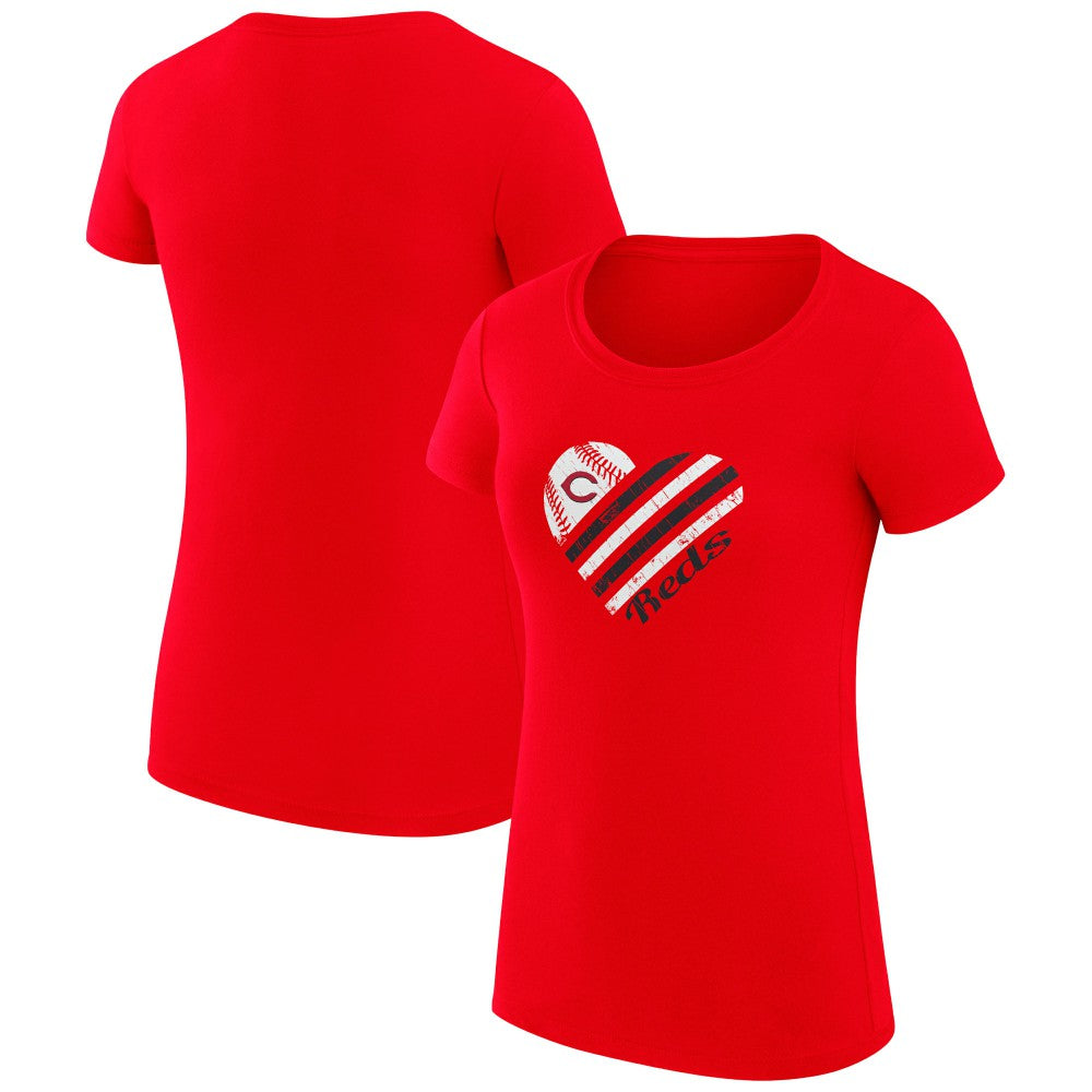 Cincinnati Reds G-III 4Her by Carl Banks Women's Super-Slim Fit Lightweight Heart Graphic T-Shirt Red