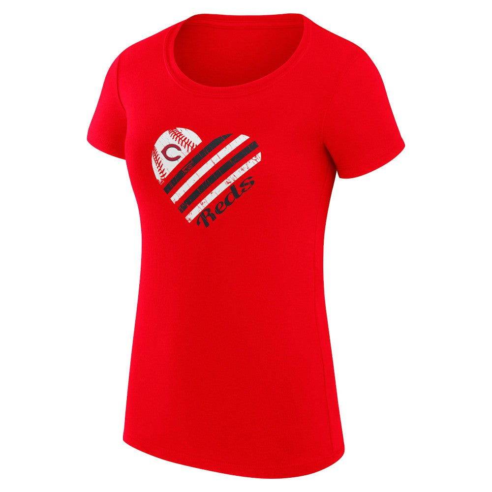 Cincinnati Reds G-III 4Her by Carl Banks Women's Super-Slim Fit Lightweight Heart Graphic T-Shirt Red