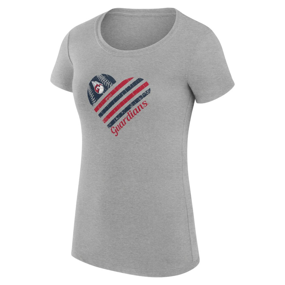 Cleveland Guardians G-III 4Her by Carl Banks Women's Super-Slim Fit Lightweight Heart Graphic T-Shirt Heather Gray