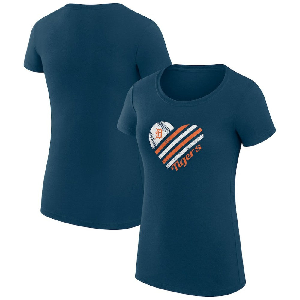 Detroit Tigers G-III 4Her by Carl Banks Women's Super-Slim Fit Lightweight Heart Graphic T-Shirt Navy