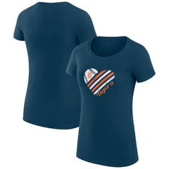Detroit Tigers G-III 4Her by Carl Banks Women's Super-Slim Fit Lightweight Heart Graphic T-Shirt Navy