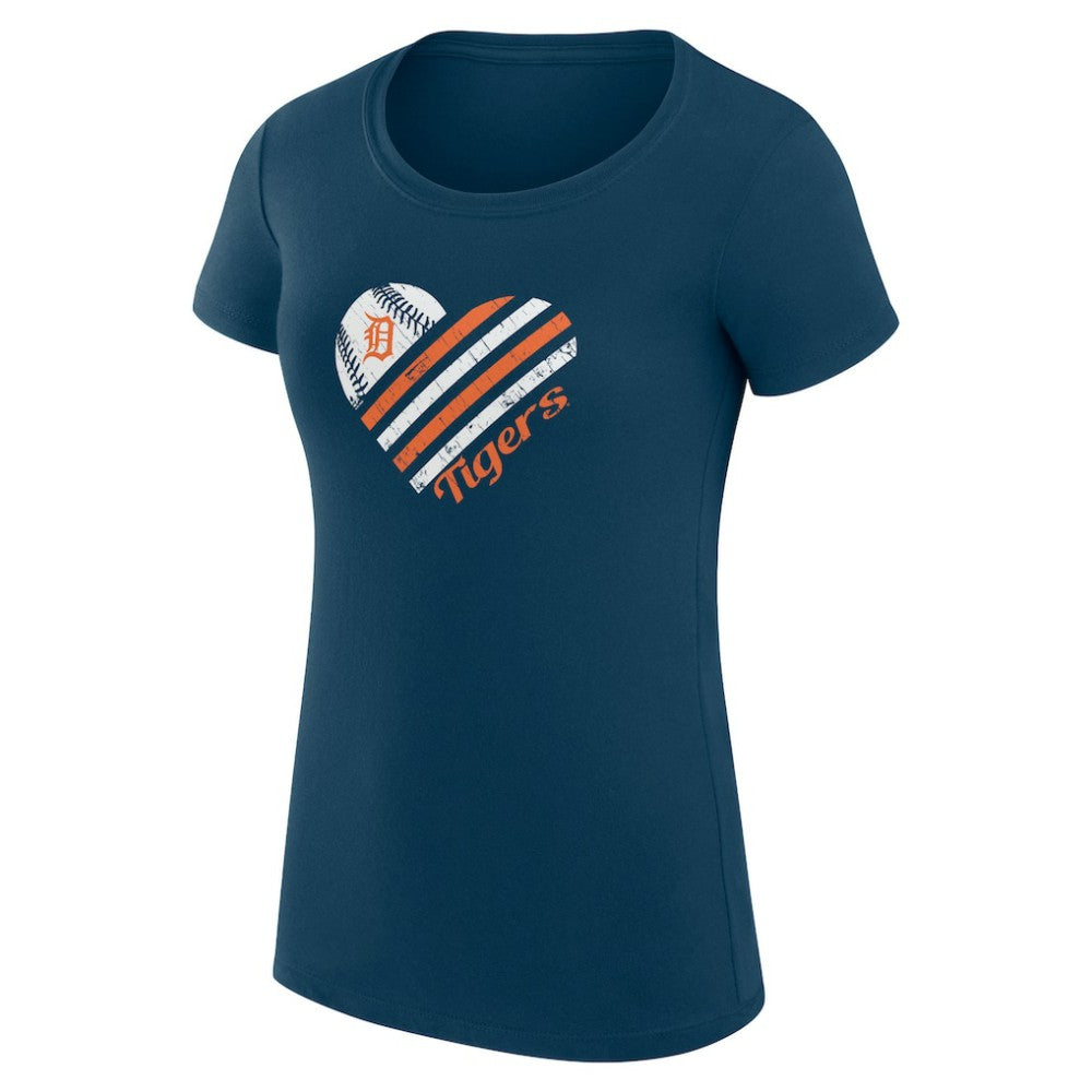 Detroit Tigers G-III 4Her by Carl Banks Women's Super-Slim Fit Lightweight Heart Graphic T-Shirt Navy