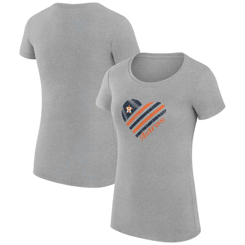 Houston Astros G-III 4Her by Carl Banks Women's Super-Slim Fit Lightweight Heart Graphic T-Shirt Heather Gray