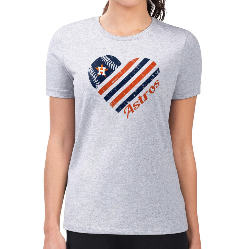 Houston Astros G-III 4Her by Carl Banks Women's Super-Slim Fit Lightweight Heart Graphic T-Shirt Heather Gray
