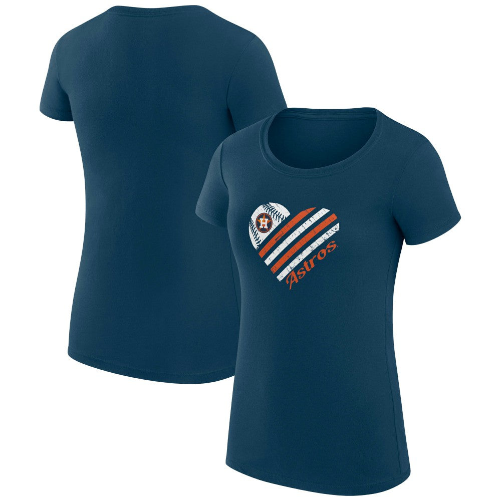 Houston Astros G-III 4Her by Carl Banks Women's Super-Slim Fit Lightweight Heart Graphic T-Shirt Navy
