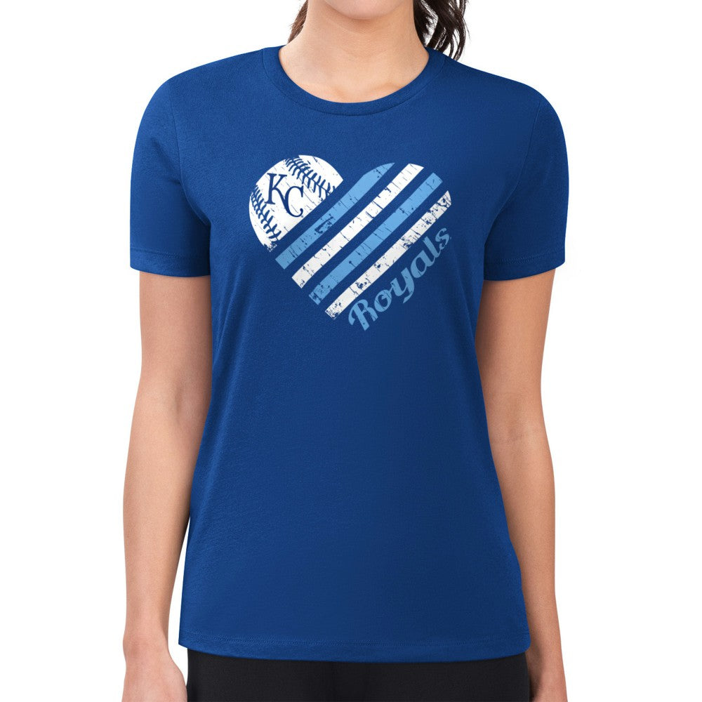 Kansas City Royals G-III 4Her by Carl Banks Women's Super-Slim Fit Lightweight Heart Graphic T-Shirt Royal