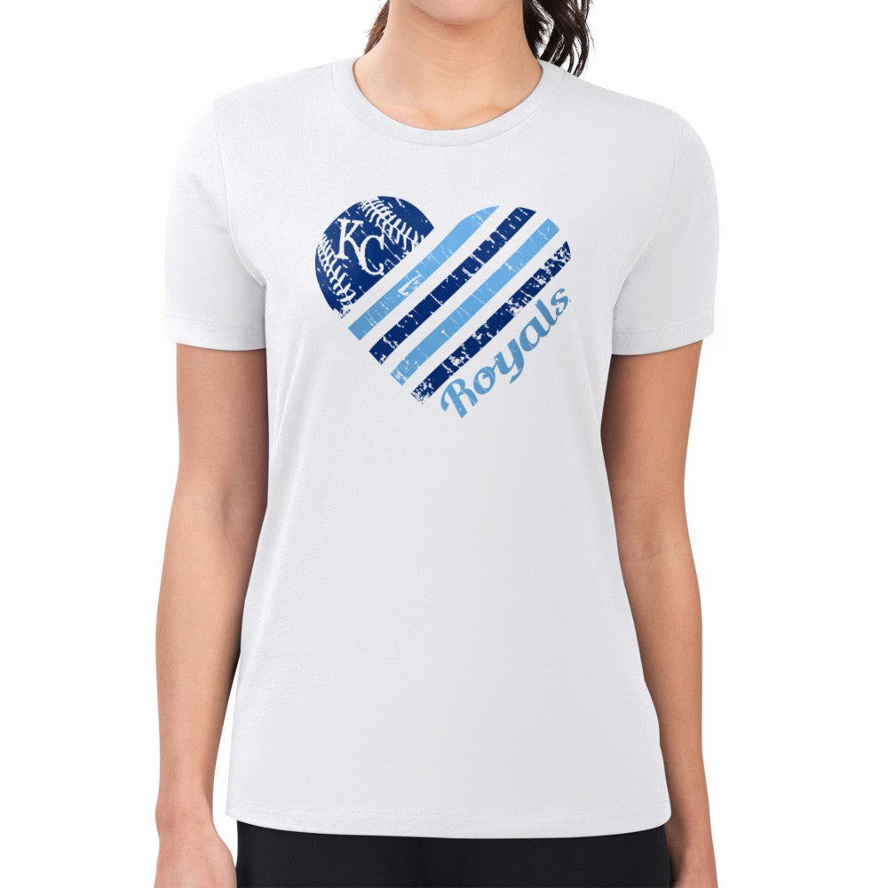 Kansas City Royals G-III 4Her by Carl Banks Women's Super-Slim Fit Lightweight Heart Graphic T-Shirt White