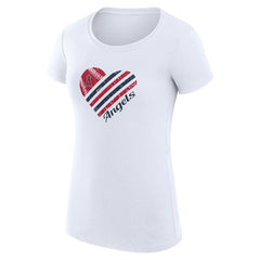 Los Angeles Angels G-III 4Her by Carl Banks Women's Super-Slim Fit Lightweight Heart Graphic T-Shirt White