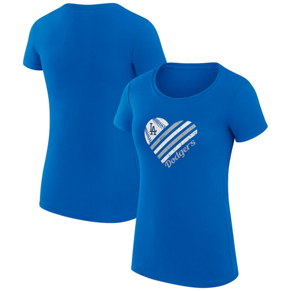 Los Angeles Dodgers G-III 4Her by Carl Banks Women's Super-Slim Fit Lightweight Heart Graphic T-Shirt Royal