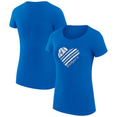Los Angeles Dodgers G-III 4Her by Carl Banks Women's Super-Slim Fit Lightweight Heart Graphic T-Shirt Royal