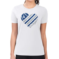 Los Angeles Dodgers G-III 4Her by Carl Banks Women's Super-Slim Fit Lightweight Heart Graphic T-Shirt White