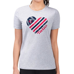 Minnesota Twins G-III 4Her by Carl Banks Women's Super-Slim Fit Lightweight Heart Graphic T-Shirt Heather Gray