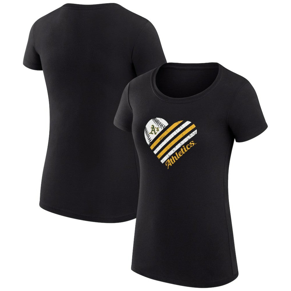 Athletics G-III 4Her by Carl Banks Women's Super-Slim Fit Lightweight Heart Graphic T-Shirt Black
